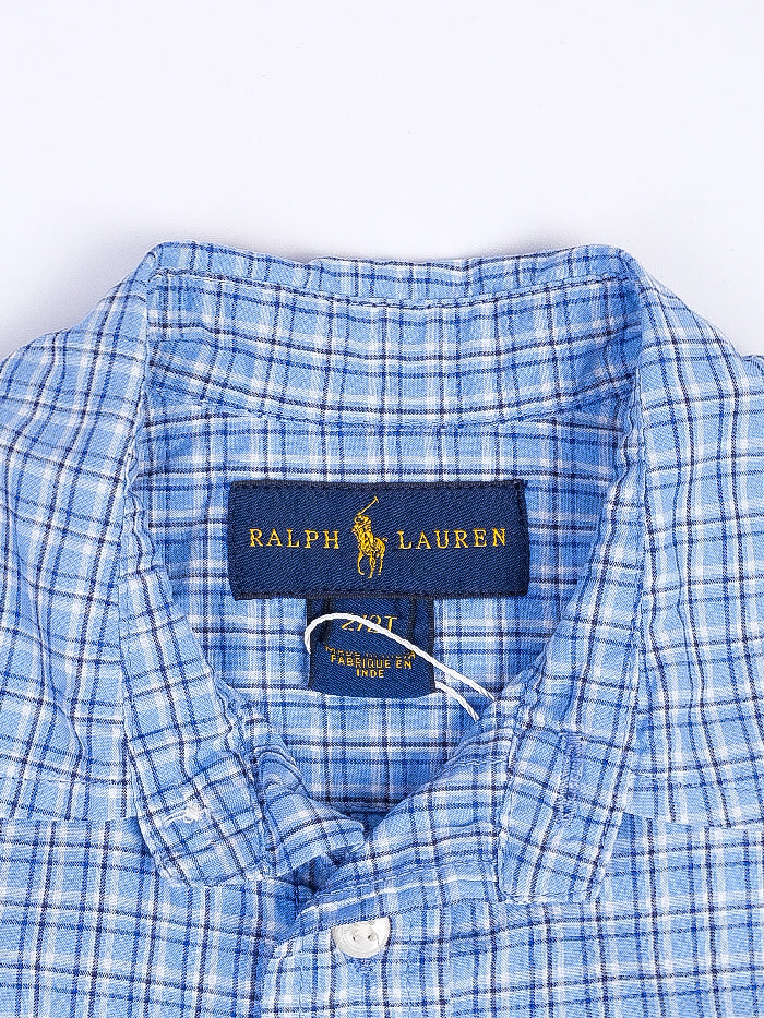 Excellent Ralph Lauren Kids Blue Checkered Long Sleeve Shirt Size 2