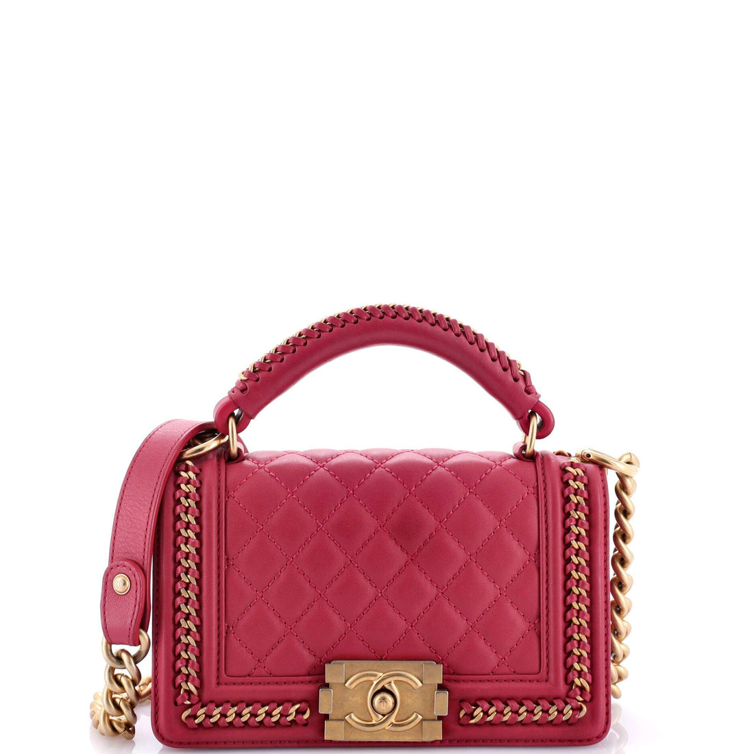 Chanel Chain Handle Boy Flap Bag Quilted Calfskin Small