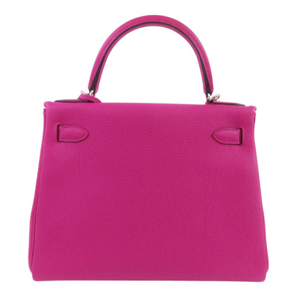 Hermes Leather Kelly 28 Silver Hand-turned Shoulder Back Bag Double Bag 2way Shoulder Bag Rose Purple Purple Togo