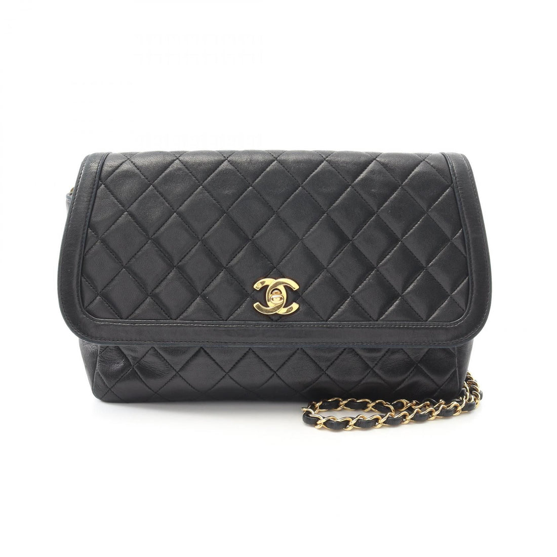 Chanel Black Matelasse Shoulder Bag Lambskin (sheep Leather) A 01113