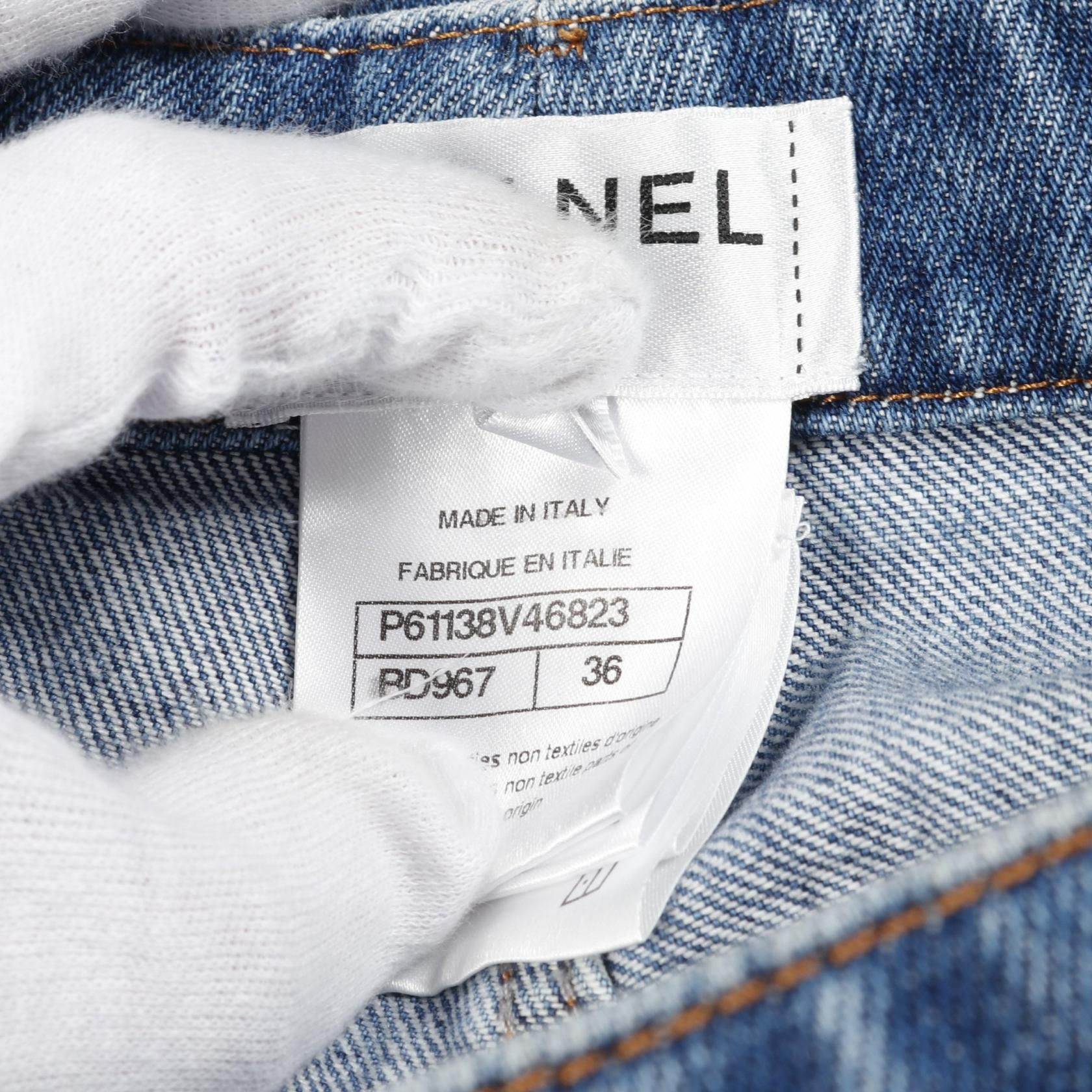 Chanel Blue Coco Mark Denim Pants Cotton P 61138v 46823