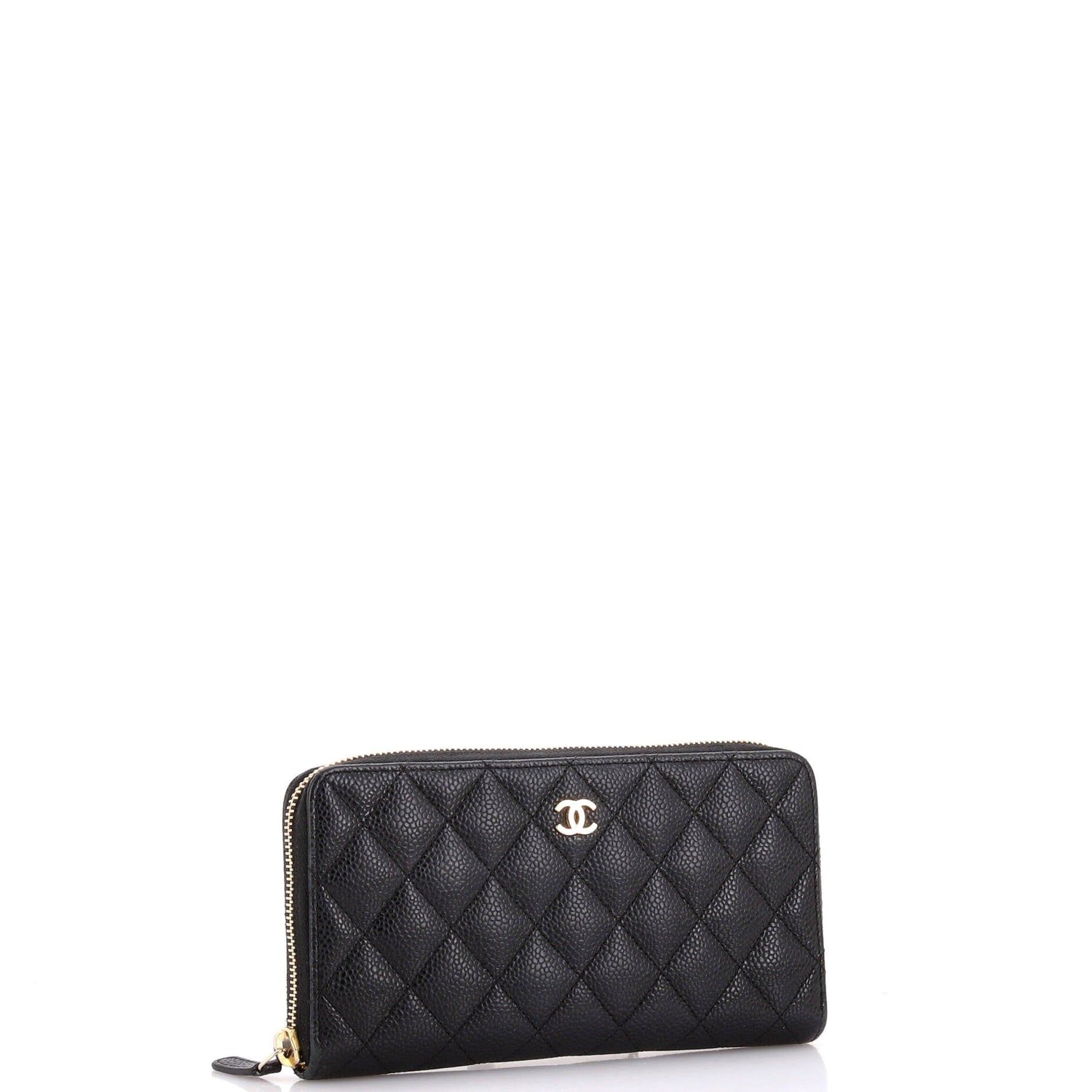 Chanel Zip Around Wallet Quilted Caviar Long