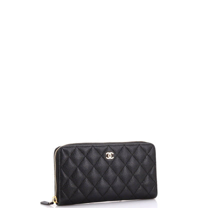 Chanel Zip Around Wallet Quilted Caviar Long
