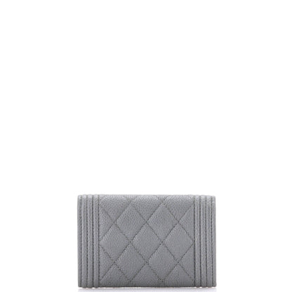 Chanel Boy Flap Card Case Quilted Caviar