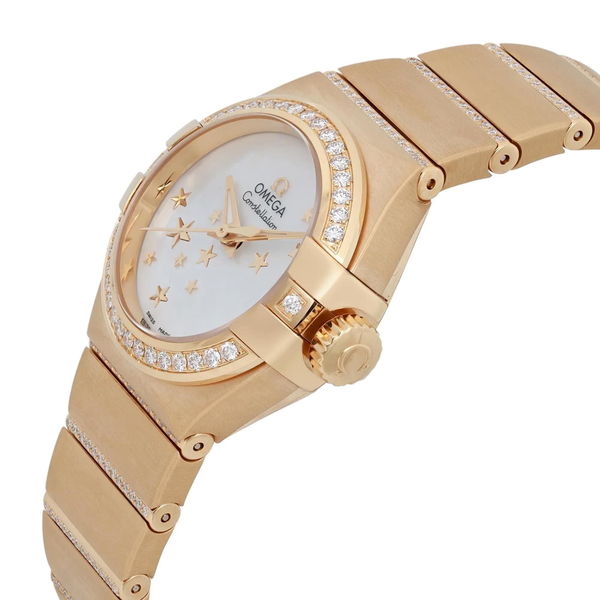 Omega Constellation 18K Gold Diamond Mop Dial Womens Watch 123.55.27.20.05.002