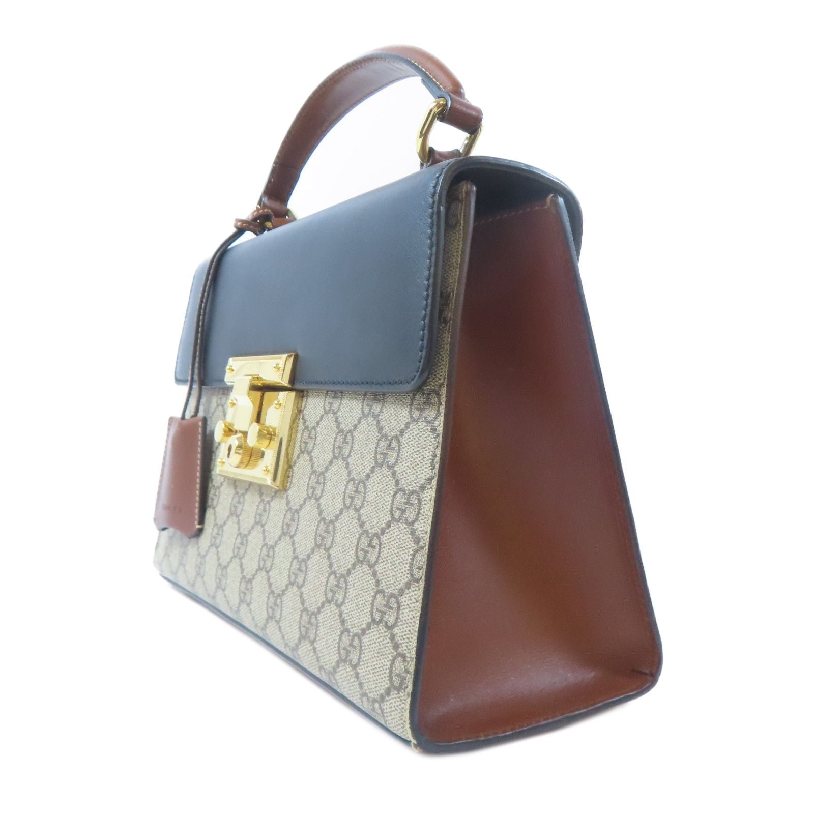 Gucci Painted Canvas/leather Crossbody Bag Gold Hand-handed Bag For Shoulders And Backs Color/b