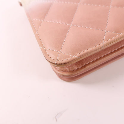 Chanel White Pink/white Lacquer Leather/cowhide Leather Woc Wallet On Chain Silver Cross Shoulder Bag