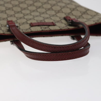 Gucci Gg Supreme Hand Bag Pvc Leather Beige 117551 Auth