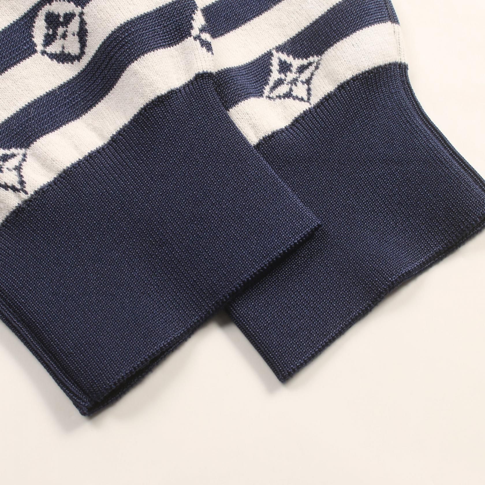 Louis Vuitton Lv Escal Logo Border Ensemble Navy White Cardigan Fjkc 03vzj