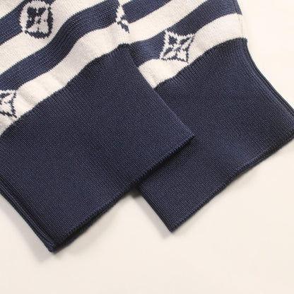 Louis Vuitton Lv Escal Logo Border Ensemble Navy White Cardigan Fjkc 03vzj