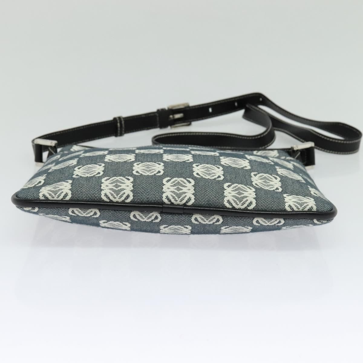 Loewe Anagram Shoulder Bag Canvas Gray Black Silver Auth