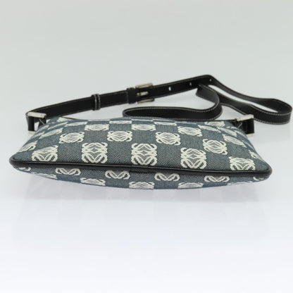 Loewe Anagram Shoulder Bag Canvas Gray Black Silver Auth