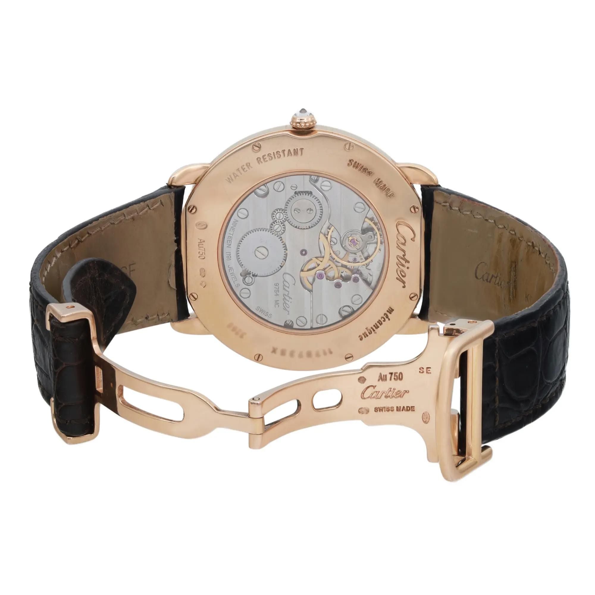 Cartier Ronde Louis 18K Rose Gold Diamond White Dial Hand Wind Watch WR007001