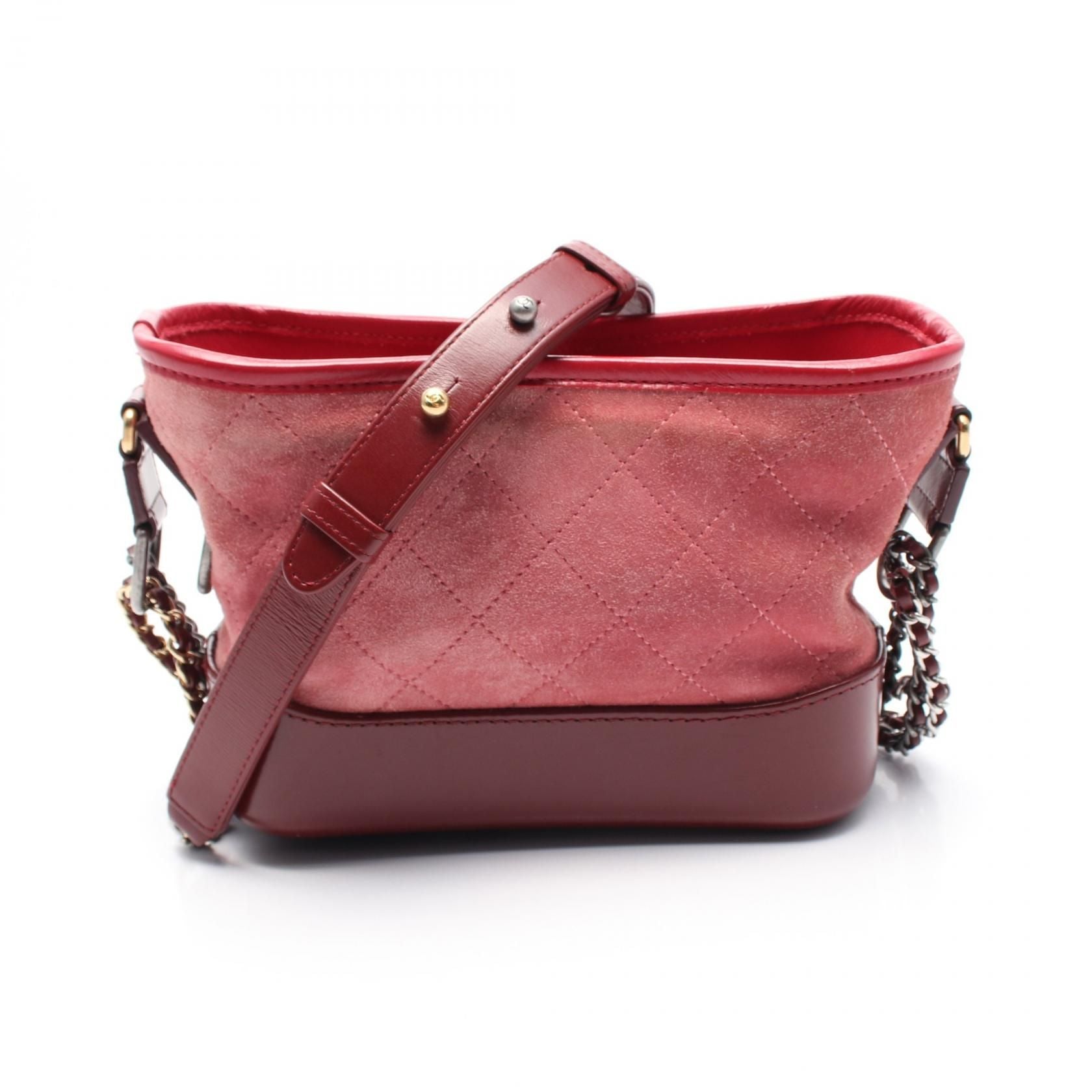 Chanel Gabriel De Small Shoulder Bag A 91810 Suede Pink Bordeaux Cc