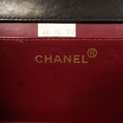 Chanel Black Sheepskin Leather Vintage Chain Shoulder Golden Chain Shoulder Back Bag Lambskin (sheep