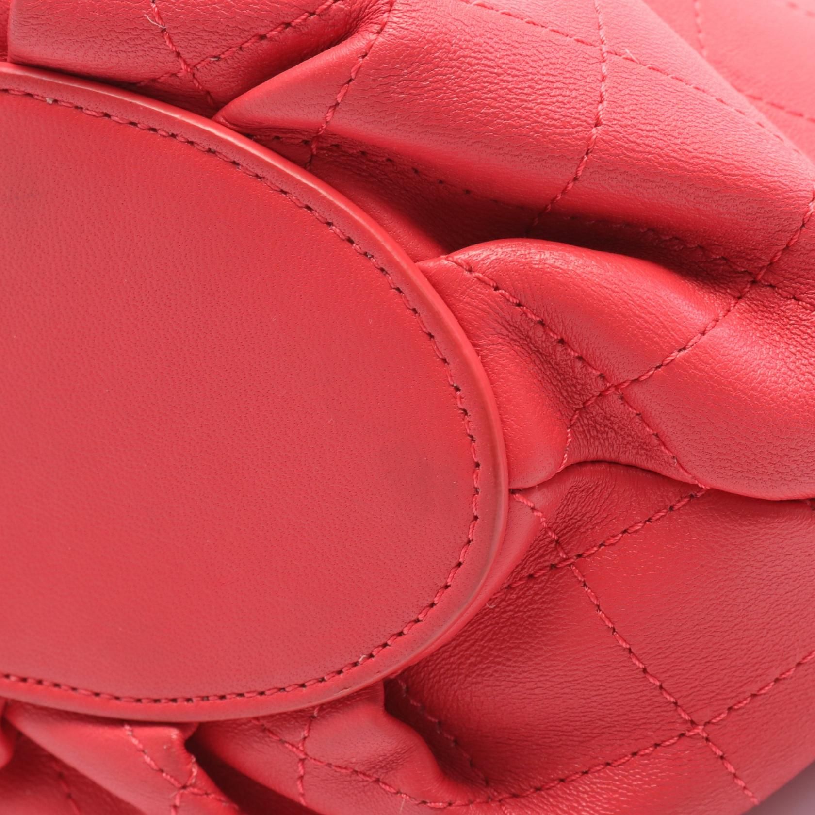 Chanel Red Matelasse Shoulder Bag Leather