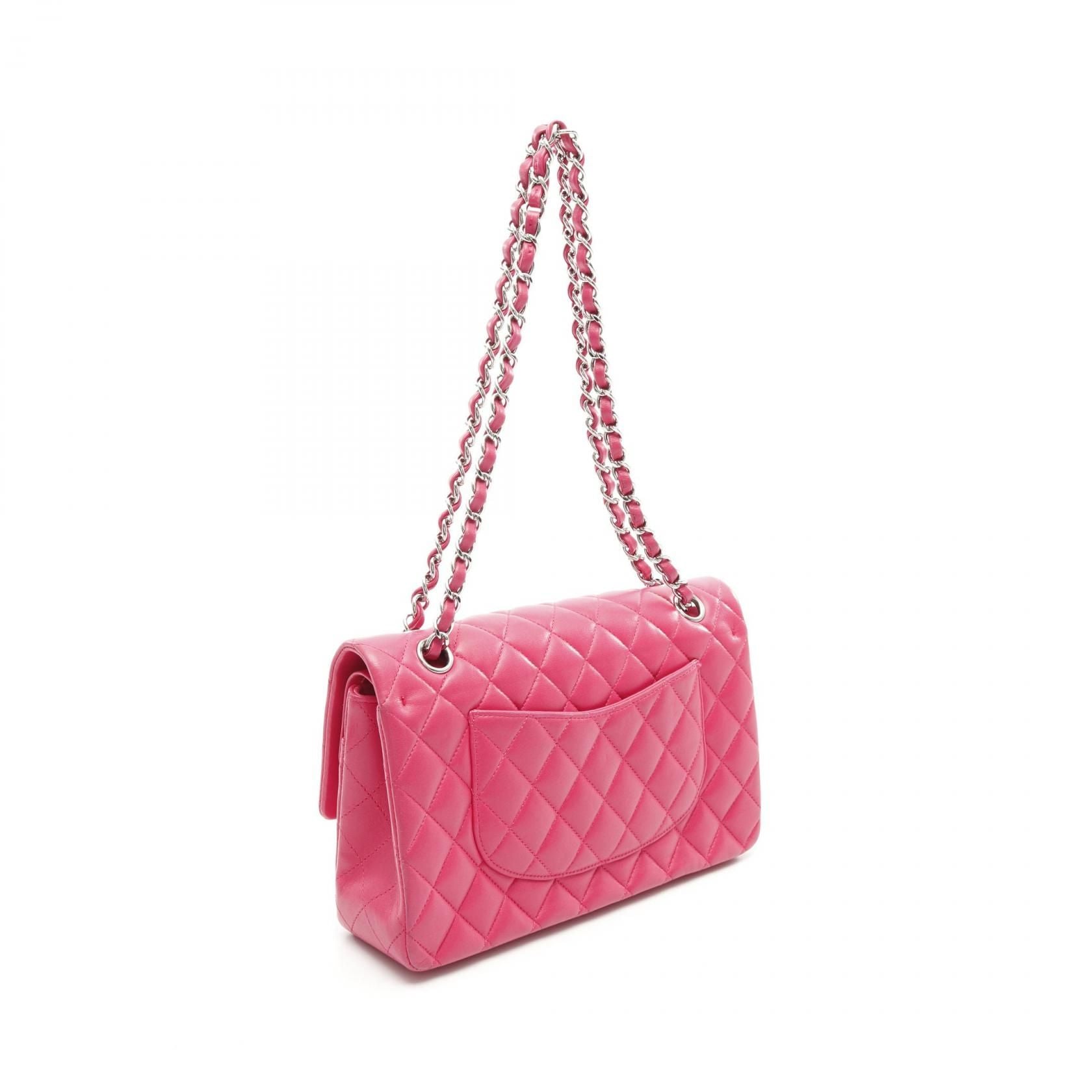 Chanel Pink Matelasse W Flap Shoulder Bag Lambskin (sheep Leather) A 01112