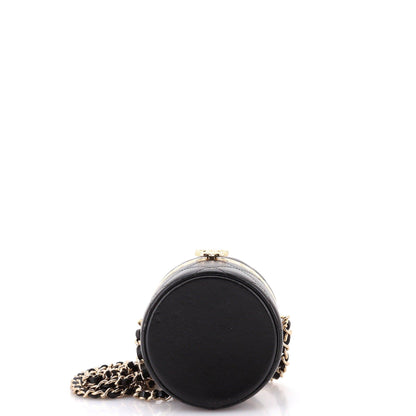 Chanel Lock Frame Round Vanity Case With Chain Quilted Lambskin Mini