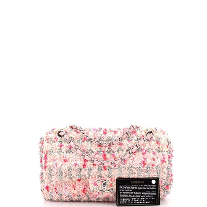 Chanel Classic Double Flap Bag Quilted Tweed And Ribbon Medium