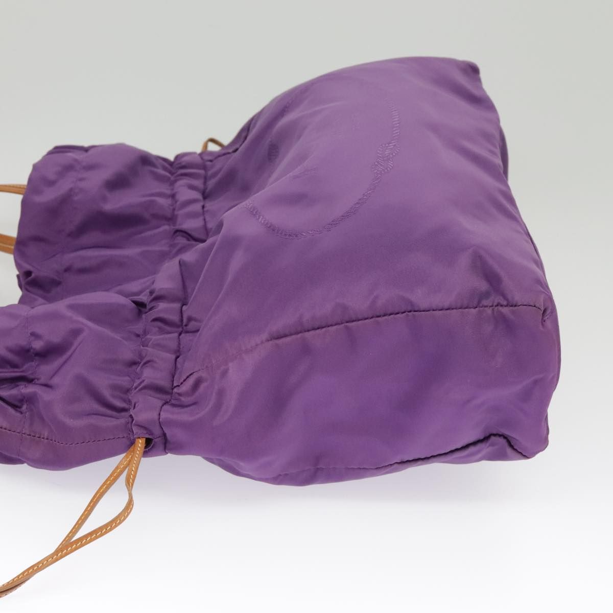 Prada Tote Bag Nylon Purple Gold Auth