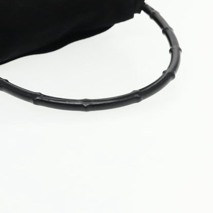 Gucci Bamboo Shoulder Bag Suede Black Silver 001 3243 Auth