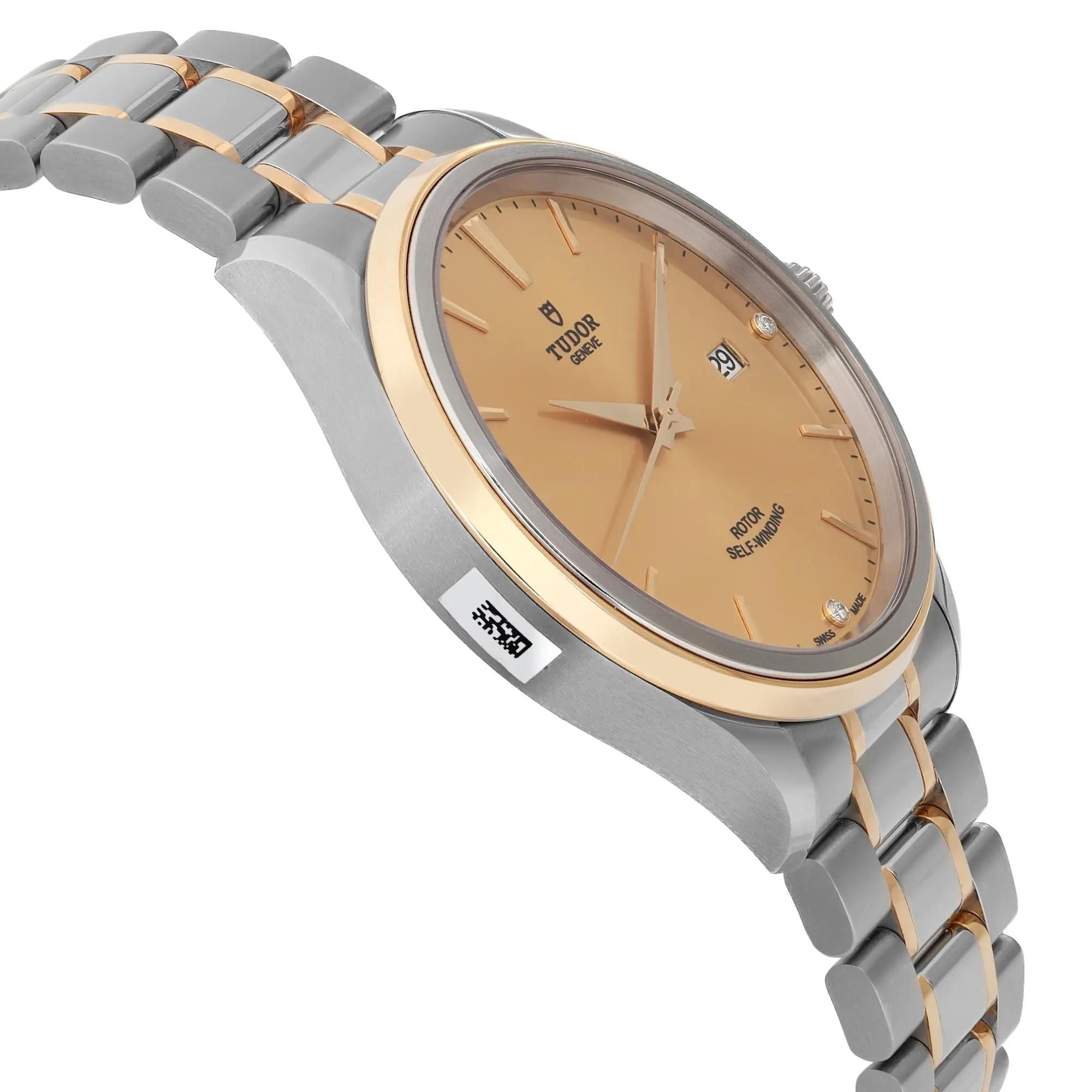 Tudor Style 41mm 18k Yellow Gold Steel Champagne Diamond Dial Men Watch 12703