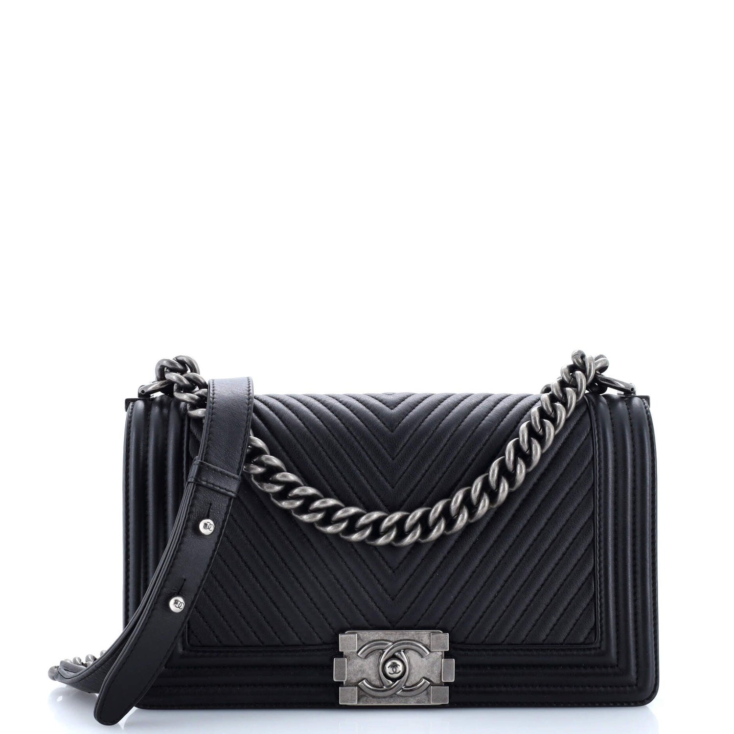 Chanel Boy Flap Bag Chevron Lambskin Old Medium