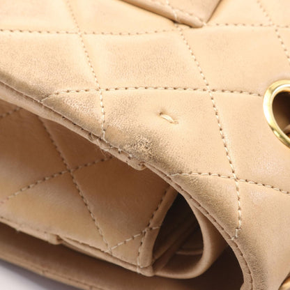 Chanel Beige Matelasse W Flap Shoulder Bag Leather A 01112