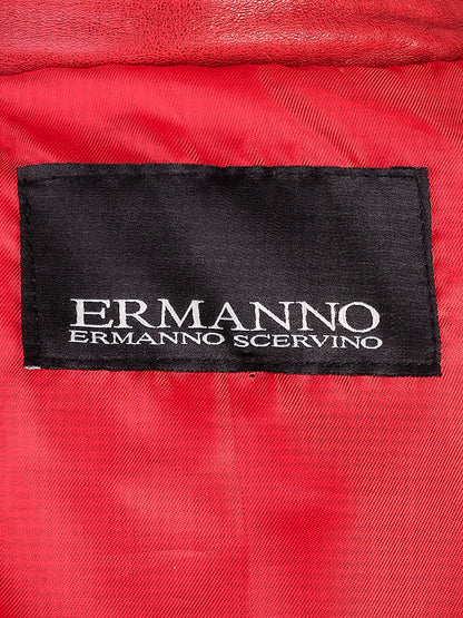 Ermanno Scervino Red Leather Biker Jacket Women&
