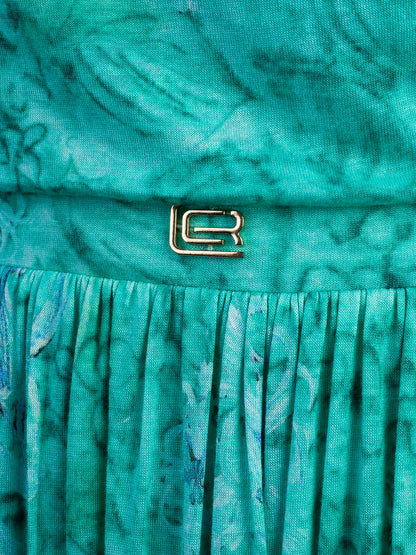 Excellent Class Roberto Cavalli Green Floral Dress Size M