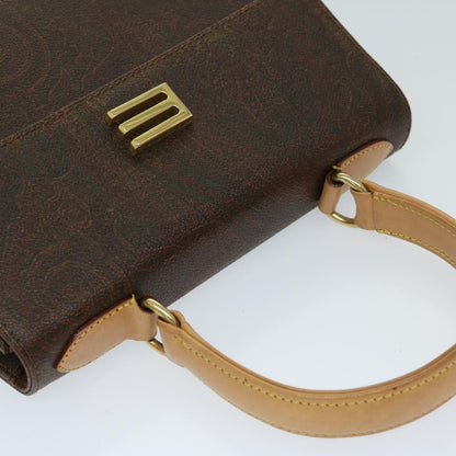 Etro Hand Bag Pvc Leather 2way Brown Auth