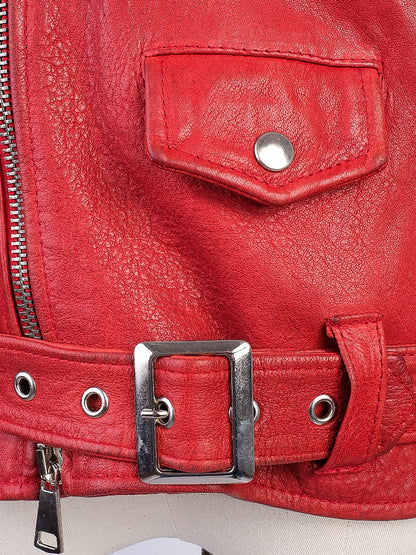 Ermanno Scervino Red Leather Biker Jacket Women&