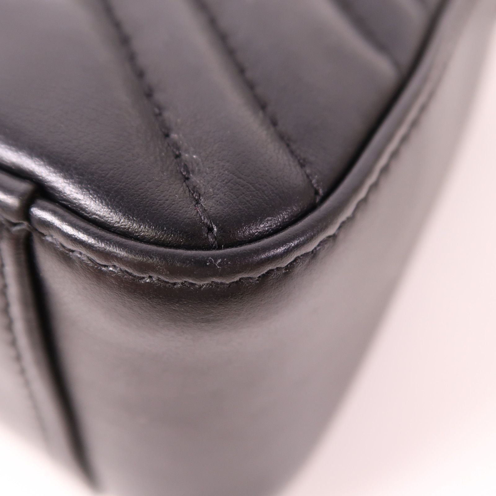 Gucci Sheepskin Leather Gg Marmont Hand-turned Shoulder And Back Bag 2way Shoulder Bag Black Lambskin (sheep Leat