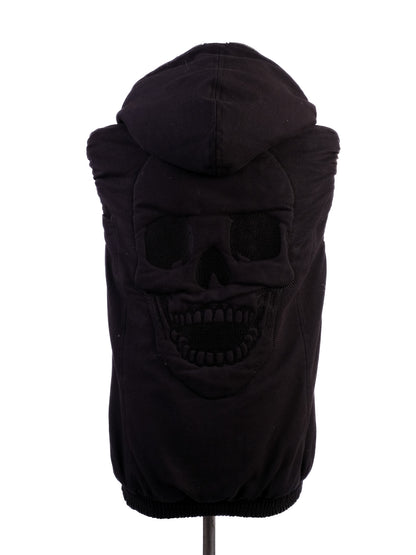 Excellent Phillipp Plein Black Sleeveless Hoodie with Embellished Crest