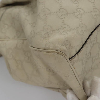 Gucci Gg Canvas Guccissima Hand Bag Leather White Gold 211944 Auth
