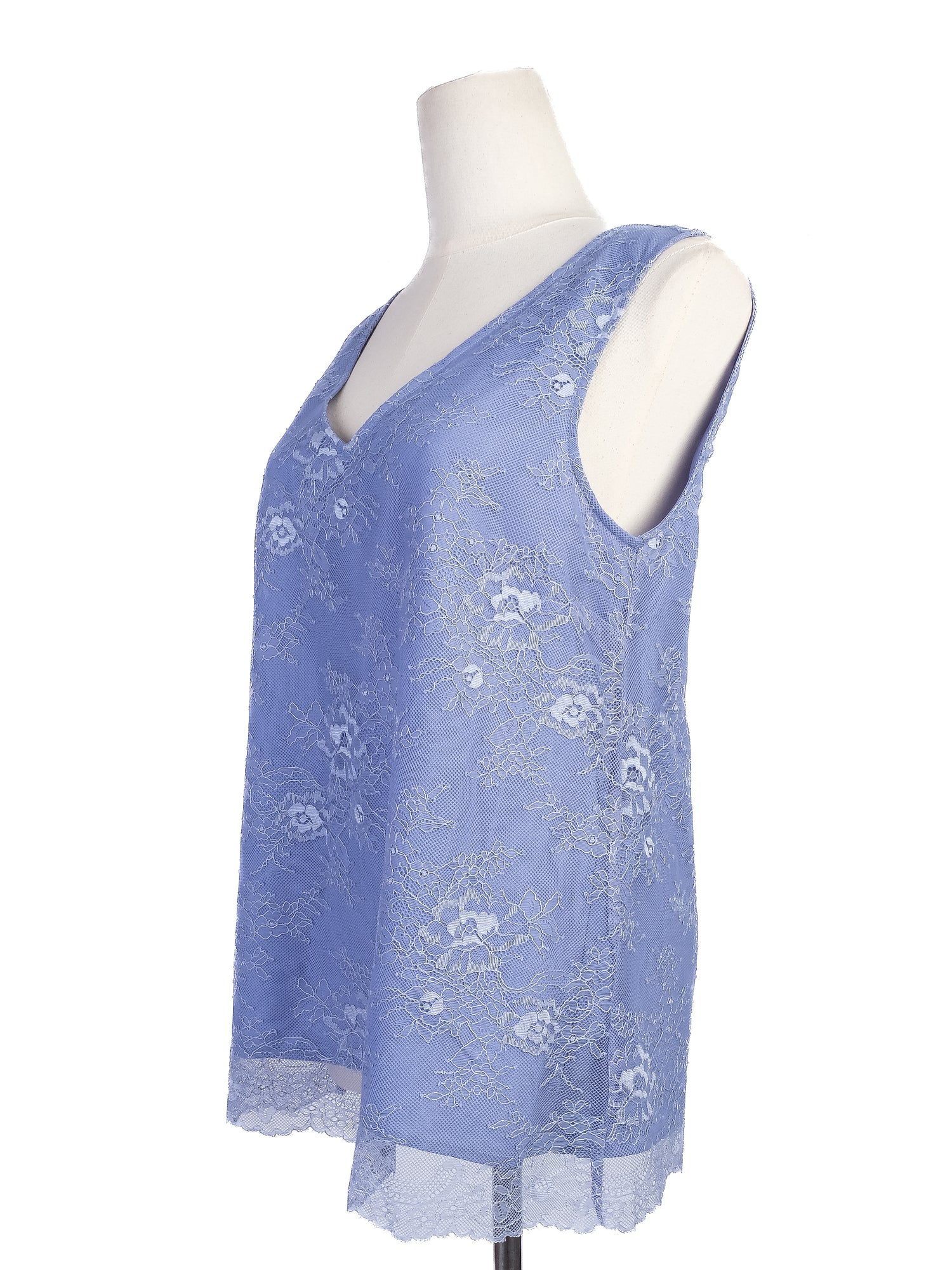 Excellent TWINSET Sleeveless Blue Lace Top Size S Floral V-Neck