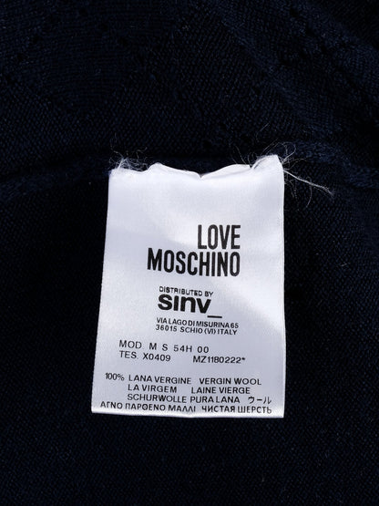 Excellent Love Moschino Navy Blue Wool Cardigan Size S