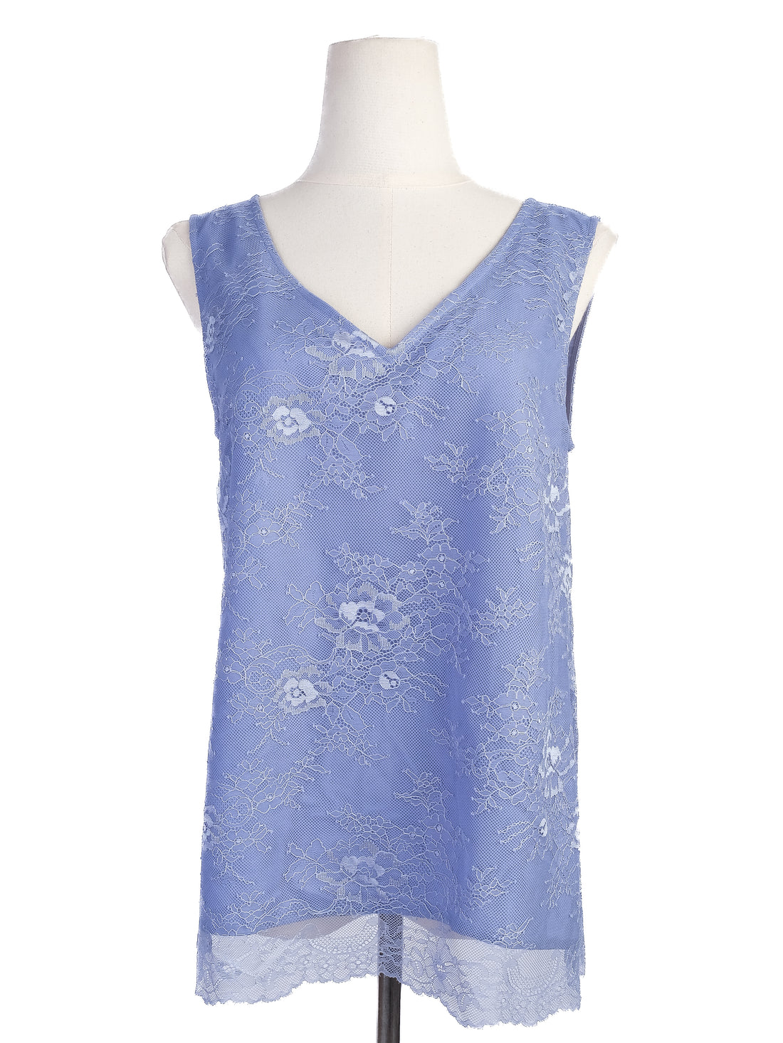 Excellent TWINSET Sleeveless Blue Lace Top Size S Floral V-Neck