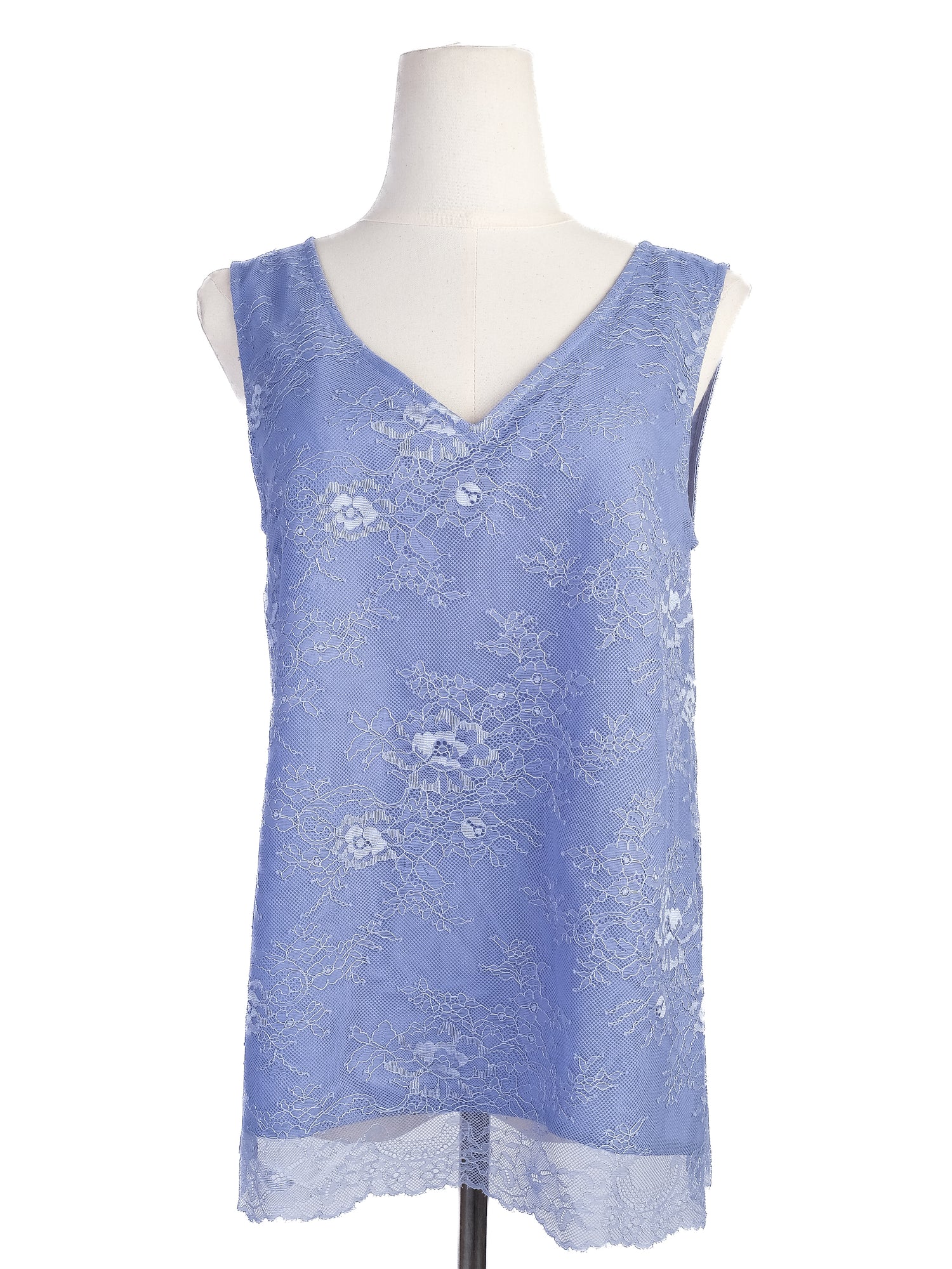 Excellent TWINSET Sleeveless Blue Lace Top Size S Floral V-Neck