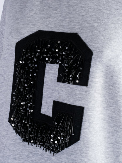 Sportmax Gray Sweatshirt with Sequin &