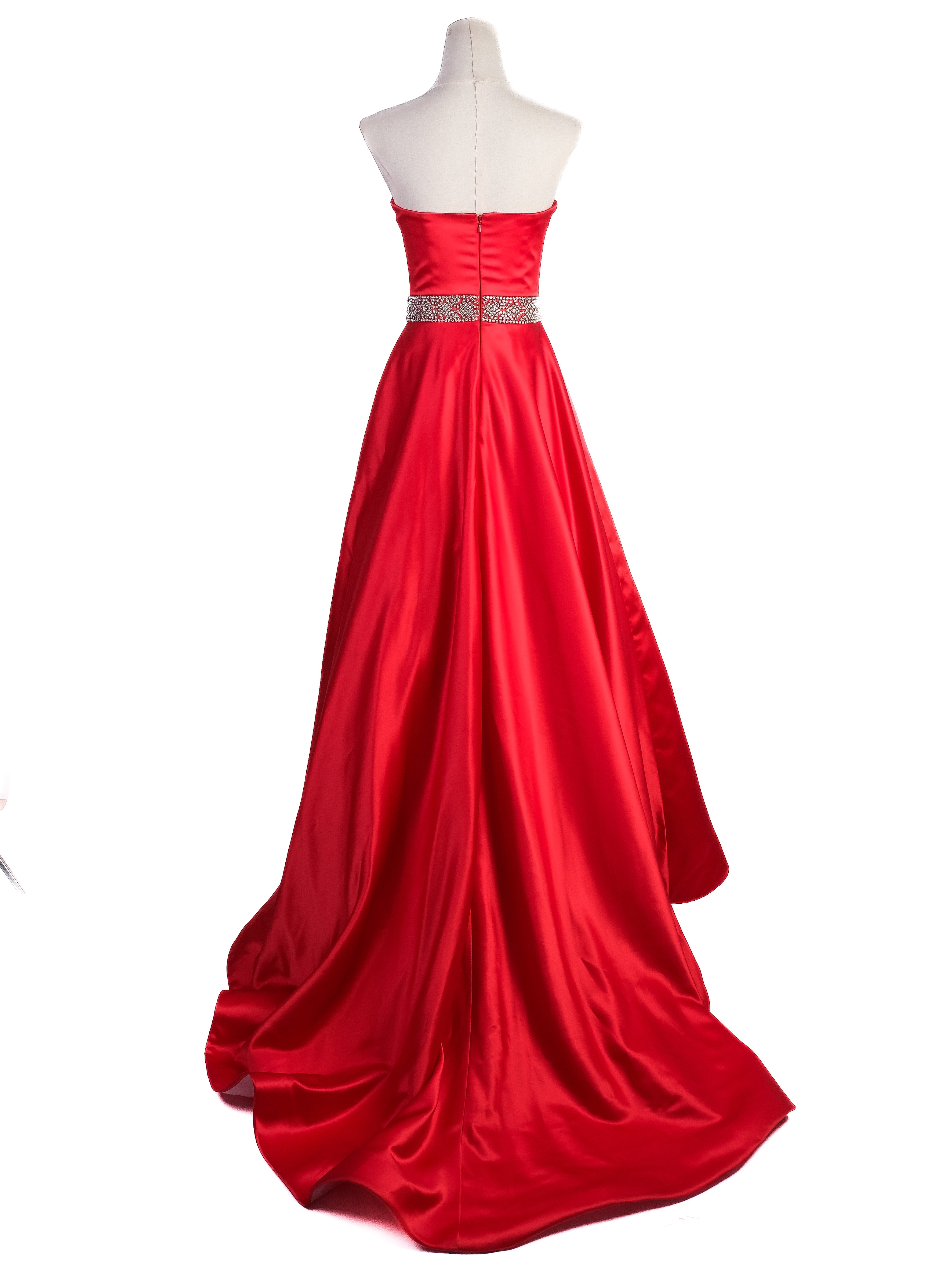 Excellent Sherri Hill Red Strapless Gown with Embellishments