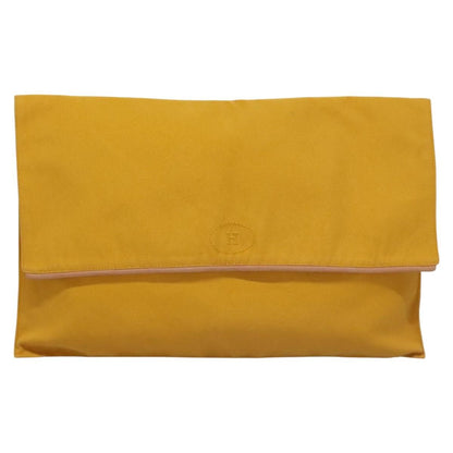 Hermes Clutch Bag Canvas Yellow Auth