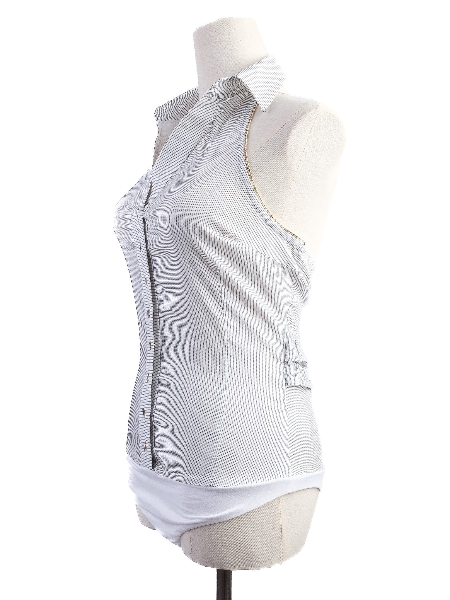 Excellent Elisabetta Franchi White Sleeveless Blouse Size 42