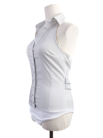 Excellent Elisabetta Franchi White Sleeveless Blouse Size 42
