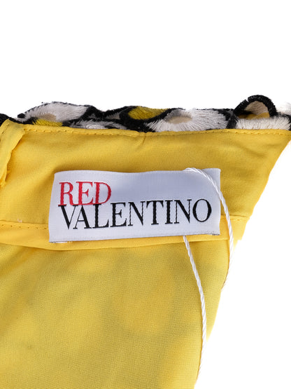 Excellent Red Valentino Floral Dress Combined Polyester Size M