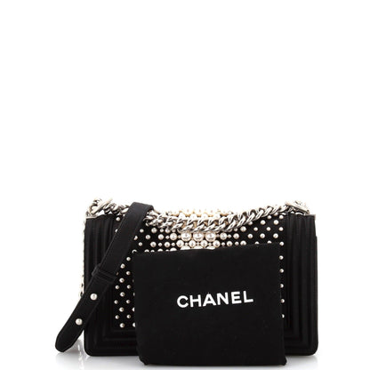 Boy Flap Bag Pearl Embellished Satin Old Medium