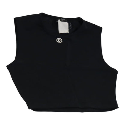 Chanel Tank Top Silk Black Cc Auth