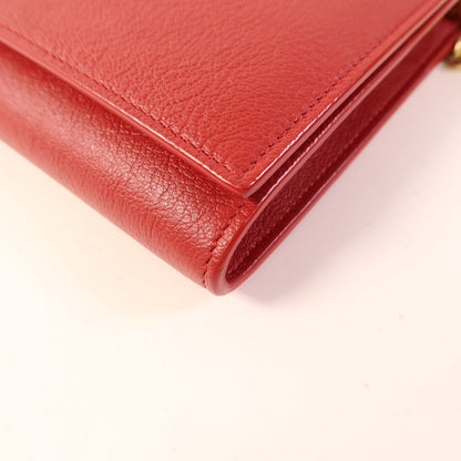 Saint Laurent Cowhide Leather Belle De Jour Wallet On Chain Golden Cross Shoulder Back Bag Red Calfsk