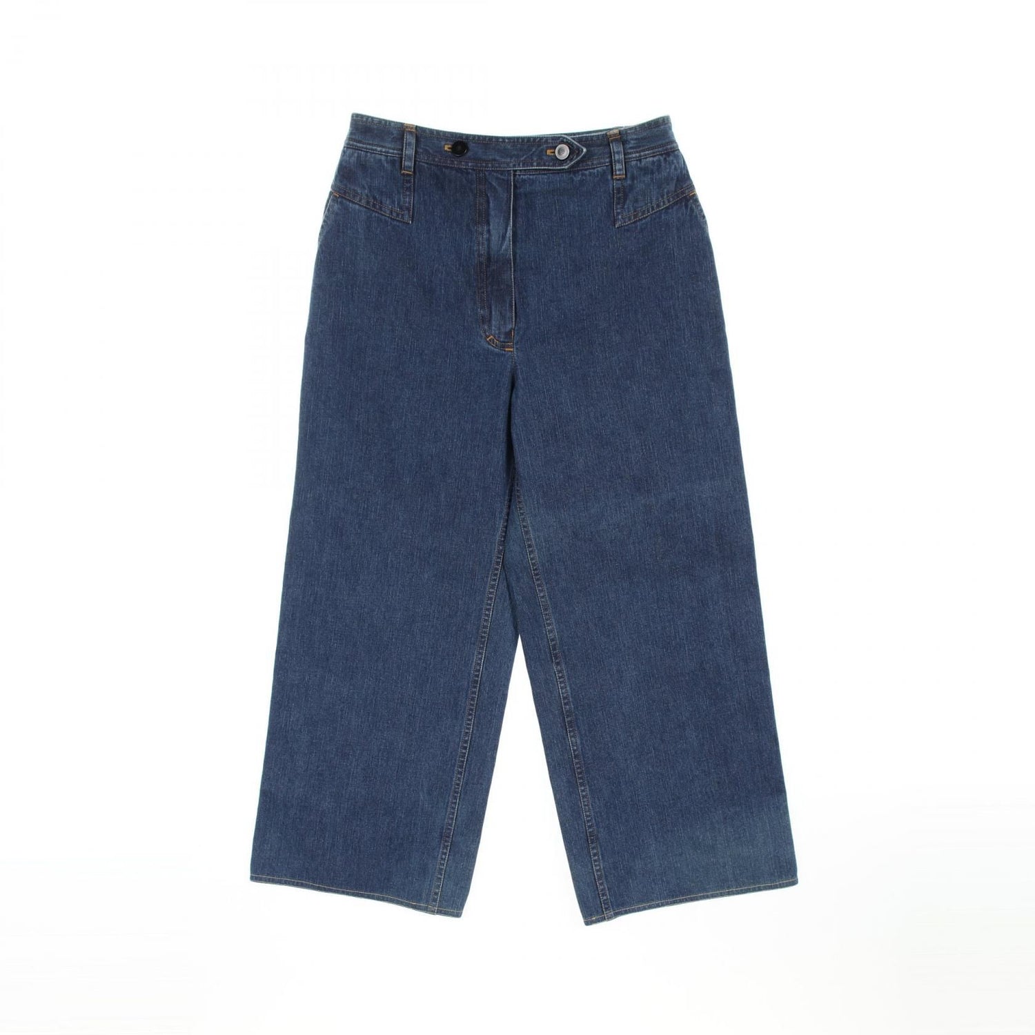 Chanel Blue Coco Mark Button Denim Pants Cotton P 12507v 07228