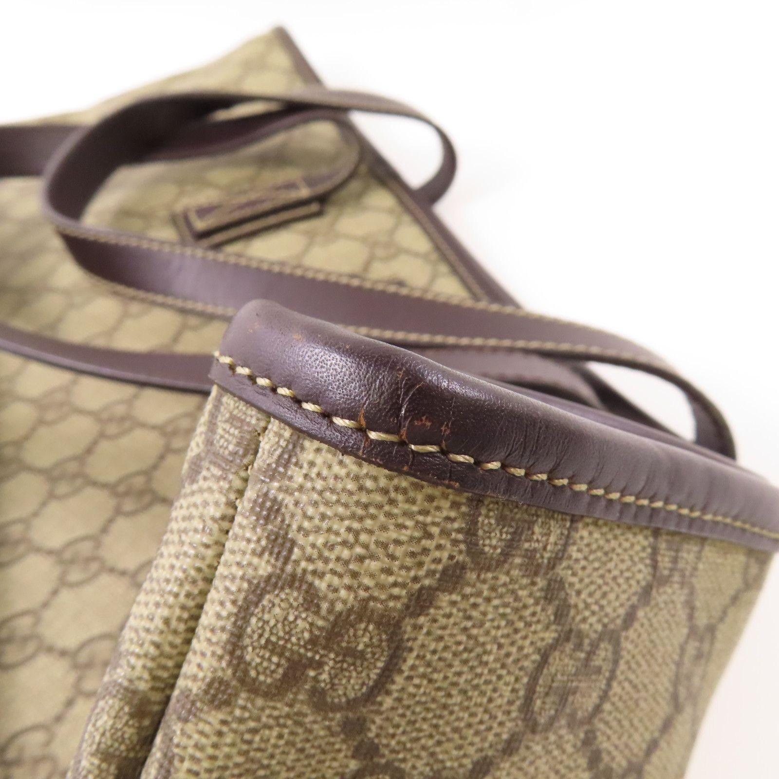 Gucci Layered Canvas Gg Tote Bag Handmade Bag Tote Bag Brown Pvc Coated Canvas 211137